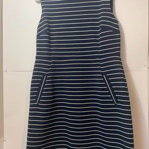 Lands end Navy and White Striped Sleeveless Sheath Dress